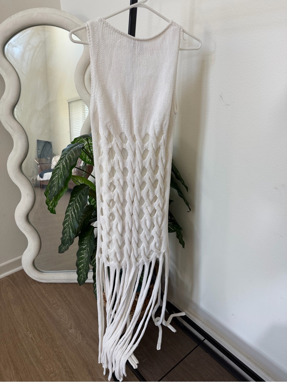 ANKVAS Aubri White heavy Crochet Fringe Tank Dress size small - Picture 7 of 10